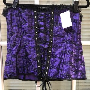 Purple and black lace corset